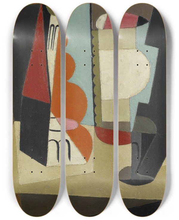 Triptych art skateboard deck of Mara Blanchard Nature Morte Cubiste_2 by Maria Blanchard (1881-1932)