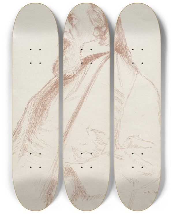 Triptych art skateboard deck of William Rothenstein George Milner by William Rothenstein (1872-1945)