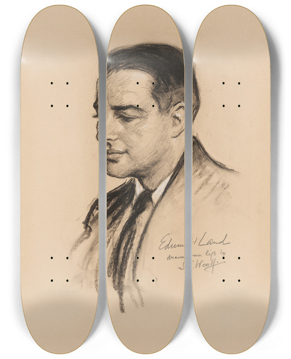Triptych art skateboard deck of Samuel Johnson Woolf Edwin Herbert Land by Samuel Johnson Woolf (1880-1948)