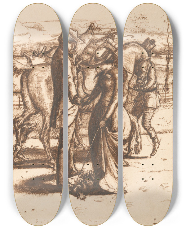 Triptych art skateboard deck of Sir John Everett Millais Rejected_2 by Sir John Everett Millais (1829-1896)