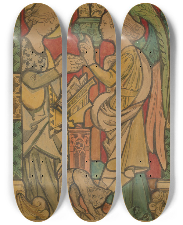 Triptych art skateboard deck of Stanisaw Wyspiaski Zwiastowanie by Stanislaw Wyspianski (1869-1907)