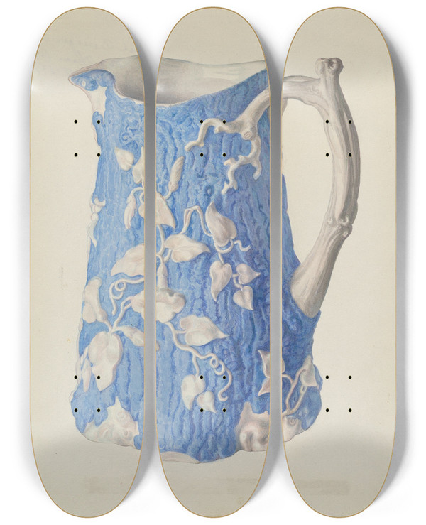 Triptych art skateboard deck of Carl Buergerniss Water Pitcher by Carl Buergerniss (20-)