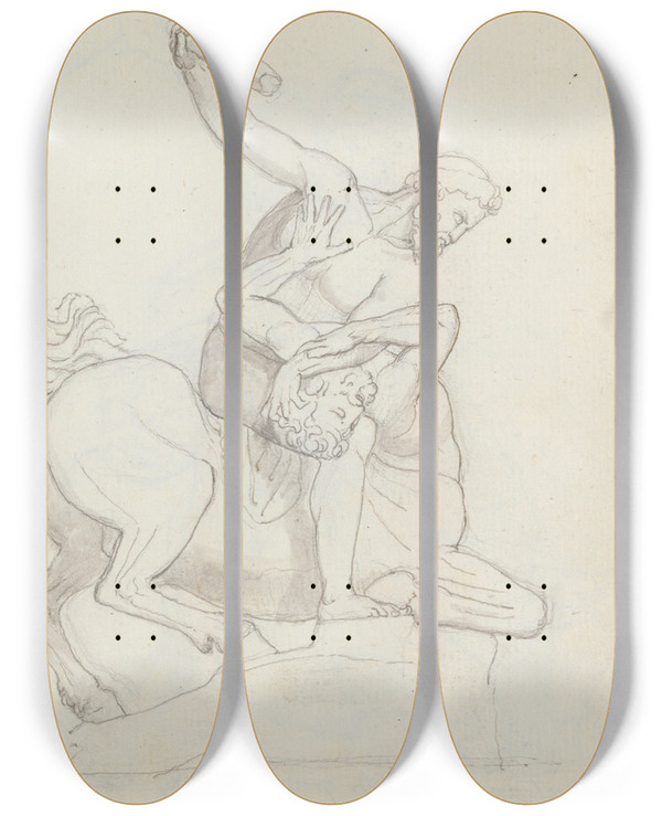 Triptych art skateboard deck of John Flaxman Hercules And The Centaur Via De Rondinelli Florence_2 by John Flaxman (1755-1826)