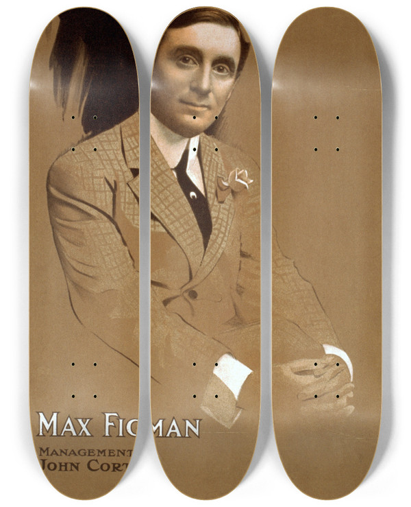 Triptych art skateboard deck of Strobridge Co Lith Max Figman by Strobridge Co Lith (1847)