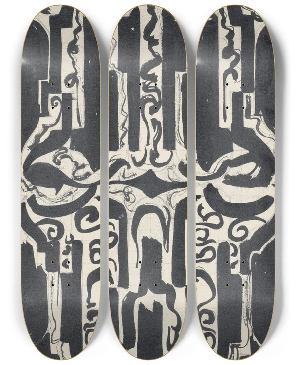 Triptych art skateboard deck of Carel Adolph Lion Cachet Decoratief Ontwerp_10 by Carel Adolph Lion Cachet (1864-1945)