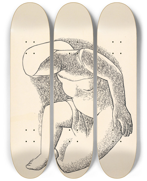Triptych art skateboard deck of Mikul Galanda Dieva by Mikulas Galanda (1895-1938)