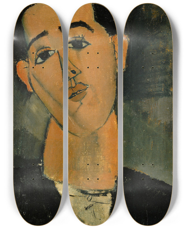 Triptych art skateboard deck of Amedeo Modigliani Juan Gris by Amedeo Modigliani (1884-1920)