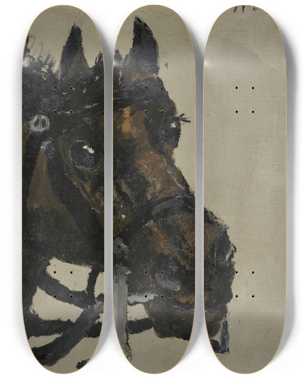 Triptych art skateboard deck of Richard Nicolas Roland Holst Paardekop by Richard Nicolaus Roland Holst (1868-1938)