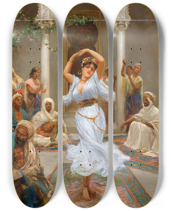 Triptych art skateboard deck of Fabio Fabbi The Dance_1 by Fabio Fabbi (1861-1946)
