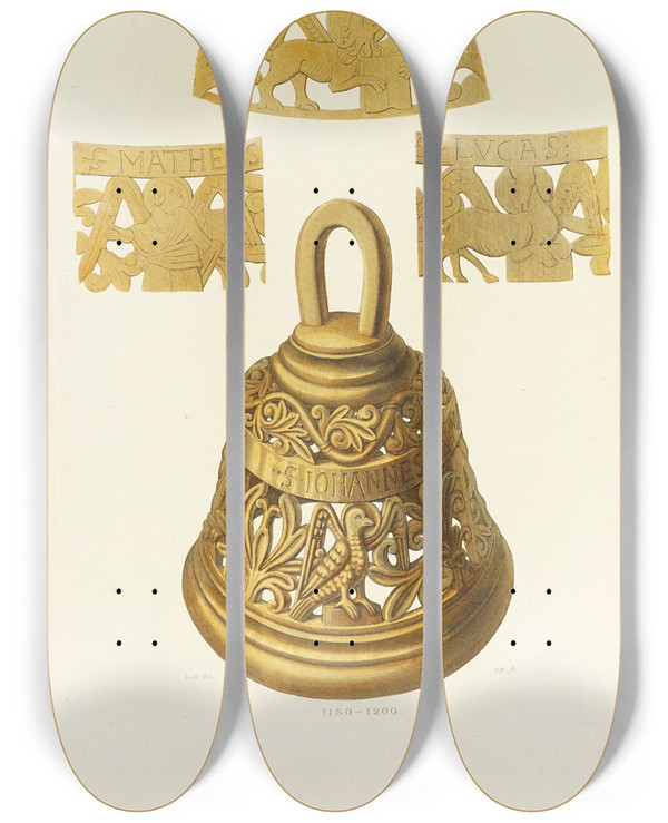 Triptych art skateboard deck of Carl Becker Kunstwerke Und Gerathschaften Des Mittelalters Und Der Renaissance Pl68 by Carl Becker (19-)