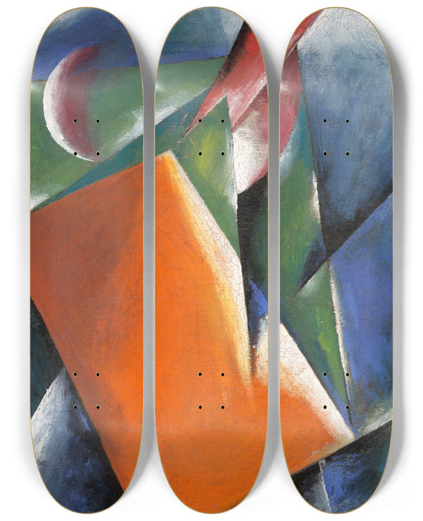 Triptych art skateboard deck of Lyubov Popova Architectonic Painting by Lyubov Popova (1889-1924)