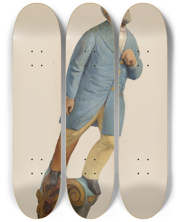 Triptych art skateboard deck of American 20Th Century Figurehead_3 by American 20Th Century