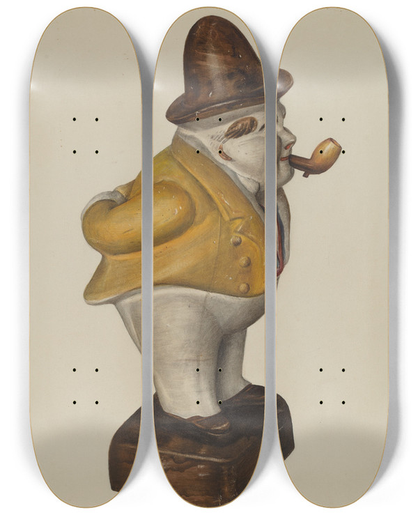 Triptych art skateboard deck of Mina Lowry Toby Figure by Mina Lowry (1894-1942)