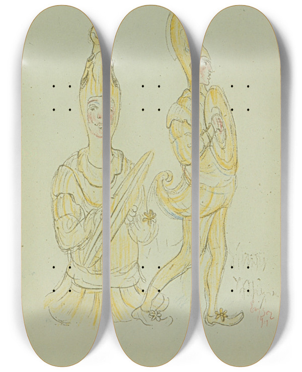 Triptych art skateboard deck of James Ensor Cimbaalspelers by James Ensor (1860-1949)