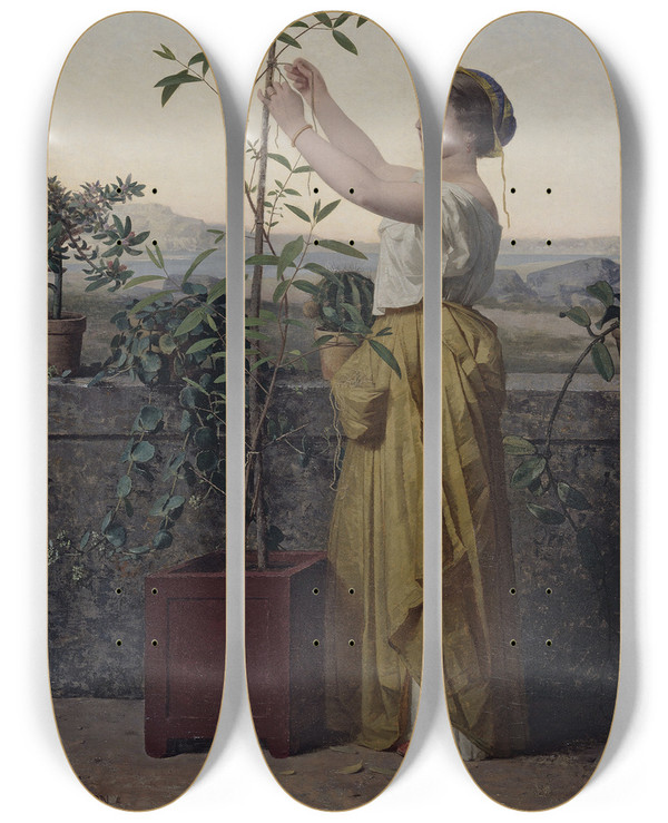 Triptych art skateboard deck of Jeanlouis Hamon Tutelle by Jean Louis Hamon (1821-1874)