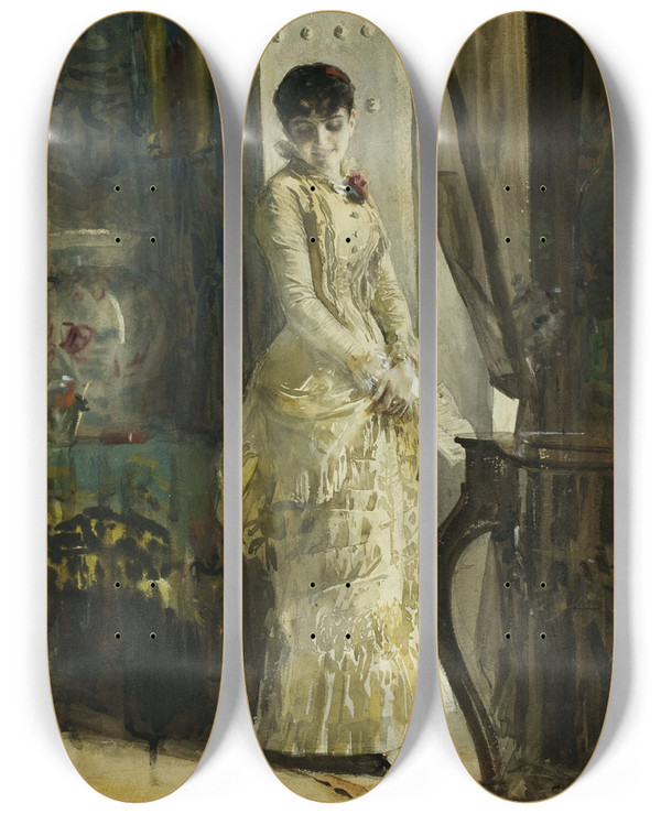 Triptych art skateboard deck of Anders Zorn Esperanza by Anders Zorn (1860-1920)