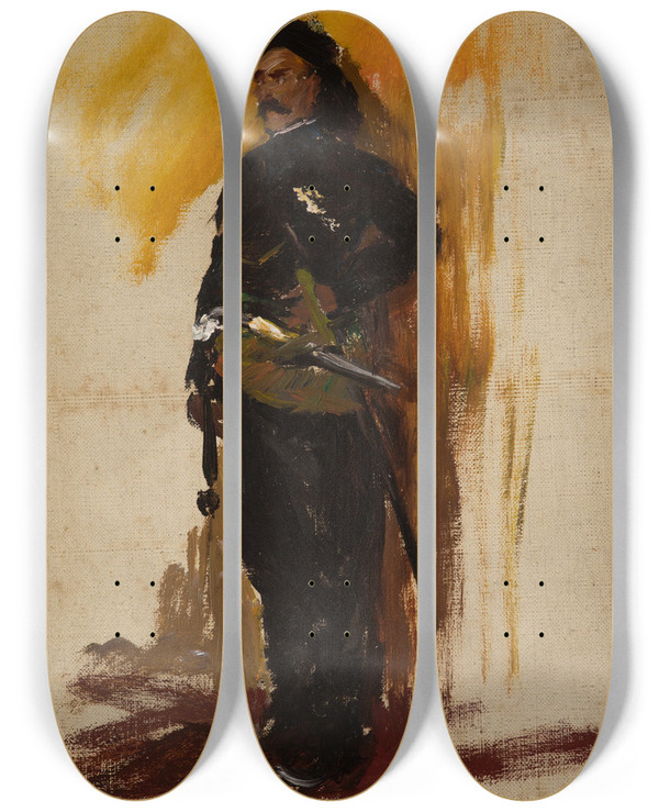 Triptych art skateboard deck of Jan Cigliski A Caucasian Batumi by Jan Ciaglinski (1858-1913)