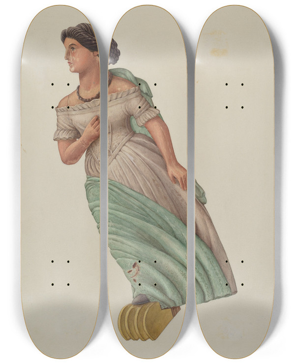 Triptych art skateboard deck of Elizabeth Moutal Figurehead_2 by Elizabeth Moutal