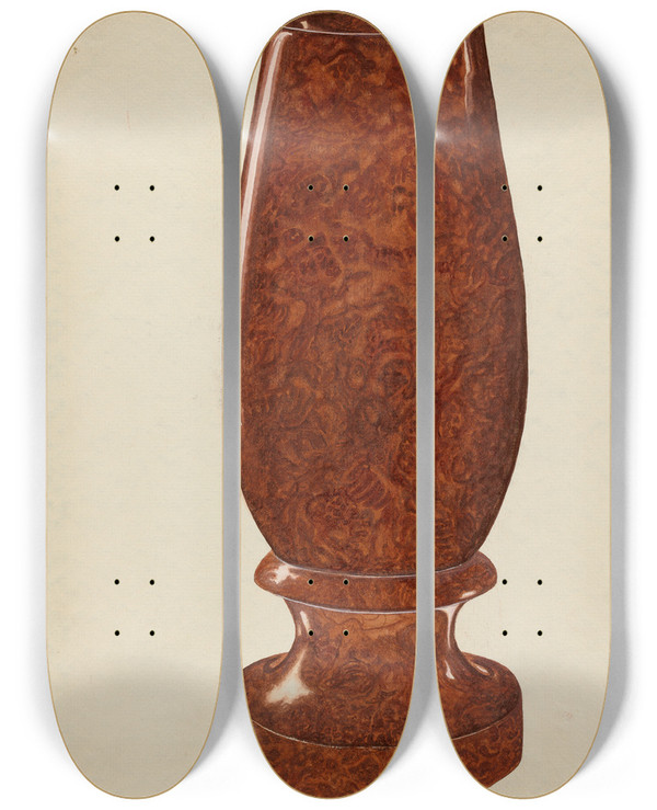 Triptych art skateboard deck of Vera Van Voris Bud Vase by Vera Van Voris
