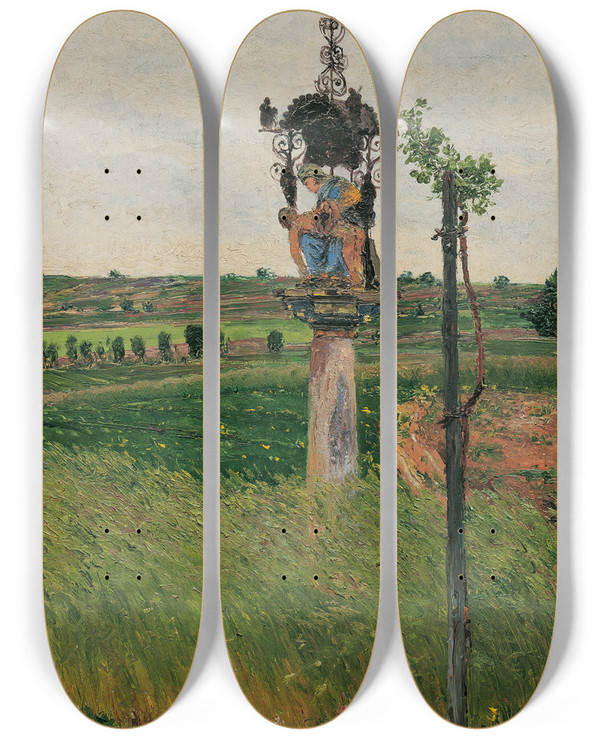 Triptych art skateboard deck of Theodor Von Hrmann Bildstckl Lundenburg by Theodor Von Hormann (1840-1895)