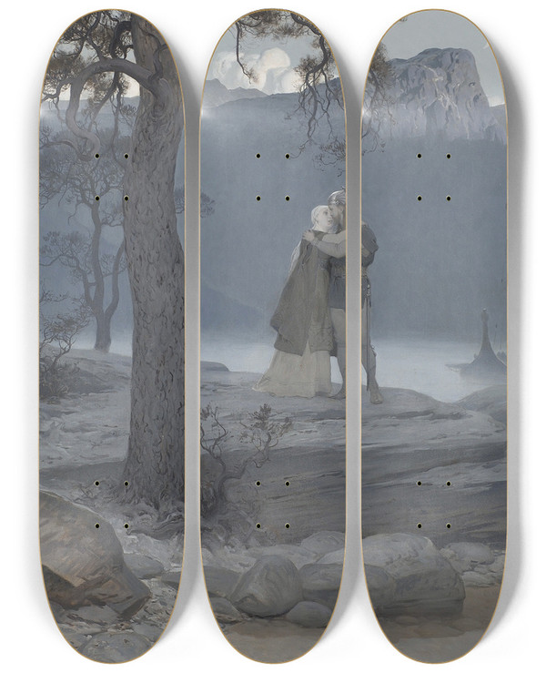 Triptych art skateboard deck of August Malmstrm The Farewell by August Malmstrom (1829-1901)