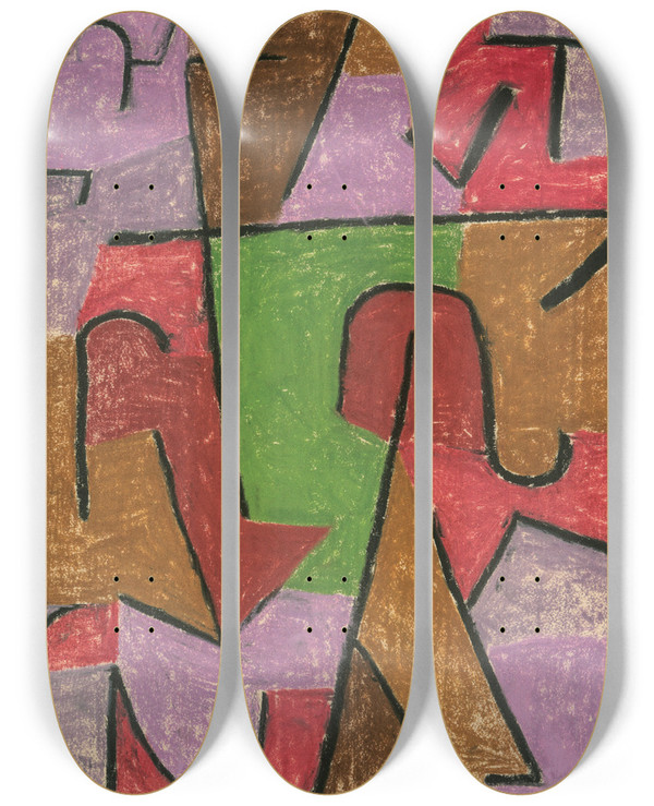 Triptych art skateboard deck of Paul Klee Indianisch by Paul Klee (1879-1940)