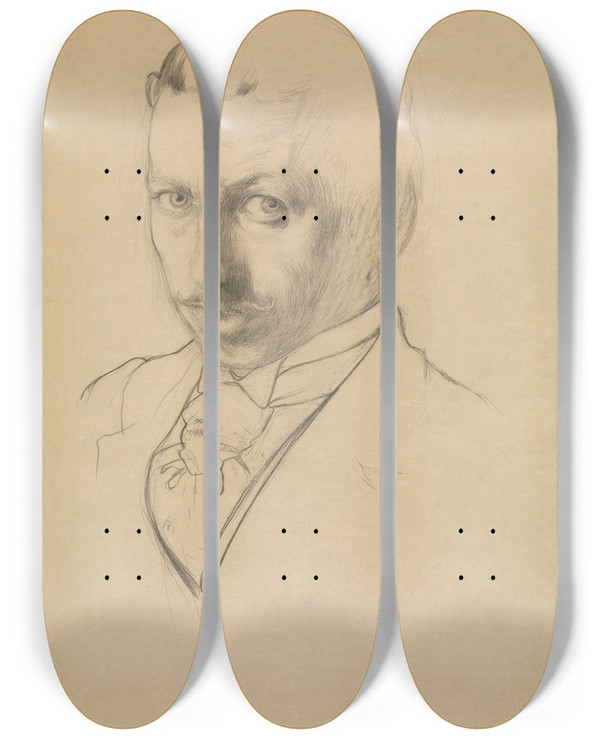 Triptych art skateboard deck of Henri Evenepoel Self Portrait by Henri Evenepoel (1872-1899)