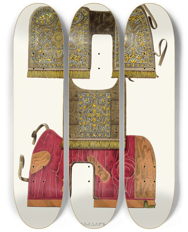 Triptych art skateboard deck of Fedor Grigoryevich Solntsev Chaldar by Fedor Grigoryevich Solntsev (1801-1892)