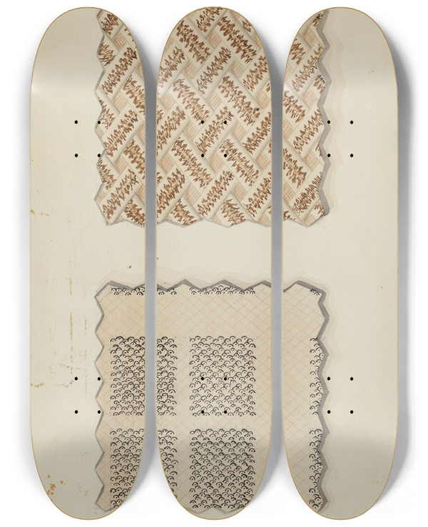 Triptych art skateboard deck of Robert Stewart Vest Material_2 by Robert Stewart (20-)