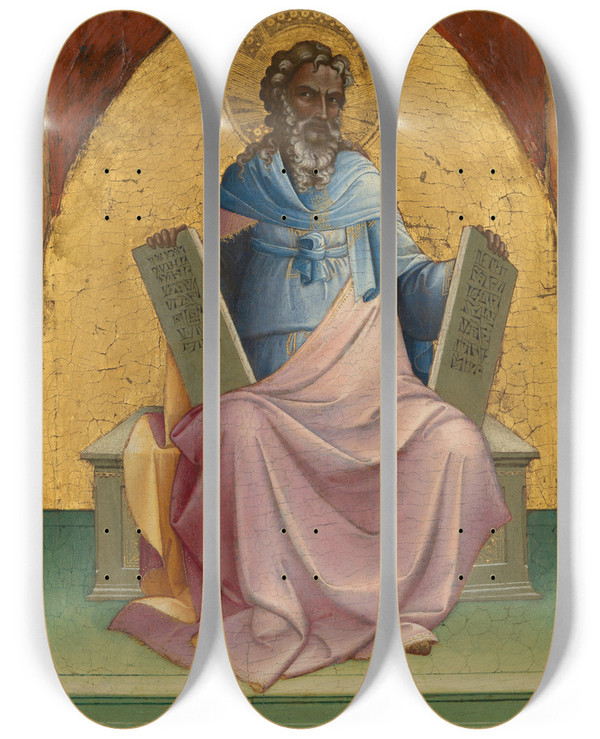 Triptych art skateboard deck of Lorenzo Monaco Moses by Lorenzo Monaco (1370-1425)