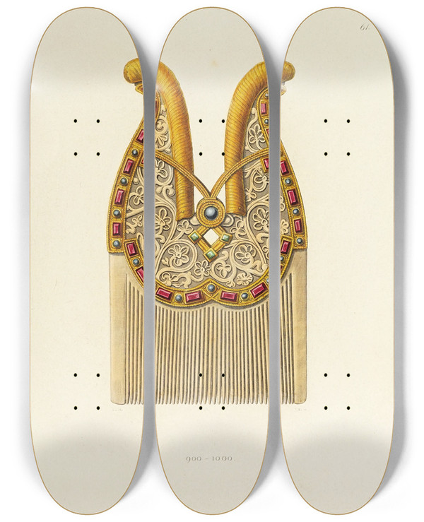 Triptych art skateboard deck of Carl Becker Kunstwerke Und Gerathschaften Des Mittelalters Und Der Renaissance Pl61 by Carl Becker (19-)