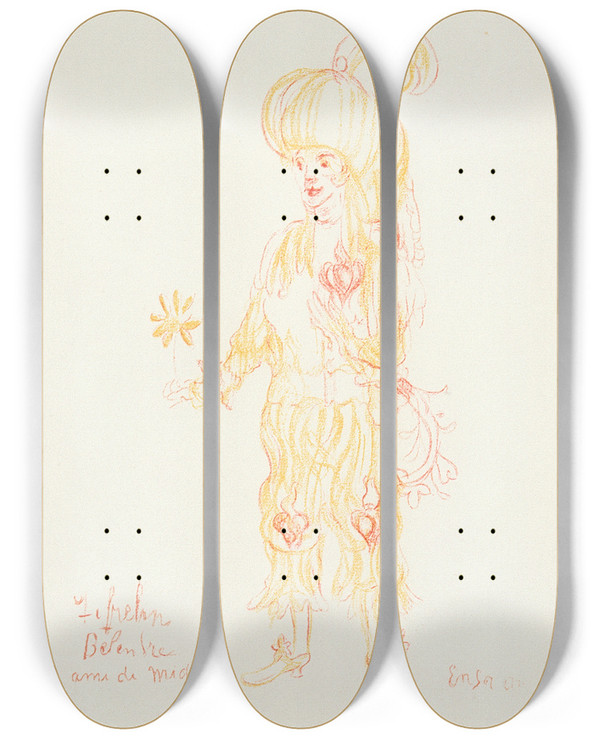 Triptych art skateboard deck of James Ensor Fifrelin by James Ensor (1860-1949)