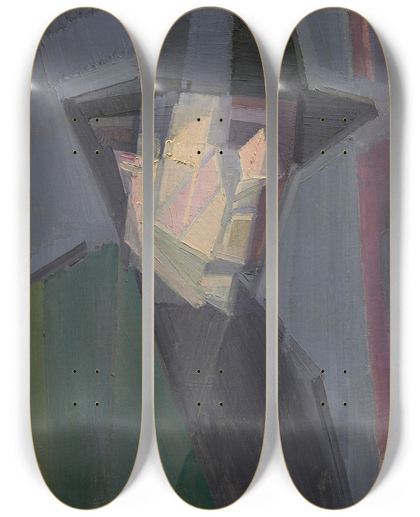 Triptych art skateboard deck of Georges Valmier Autoportrait by Georges Valmier (1885-1937)