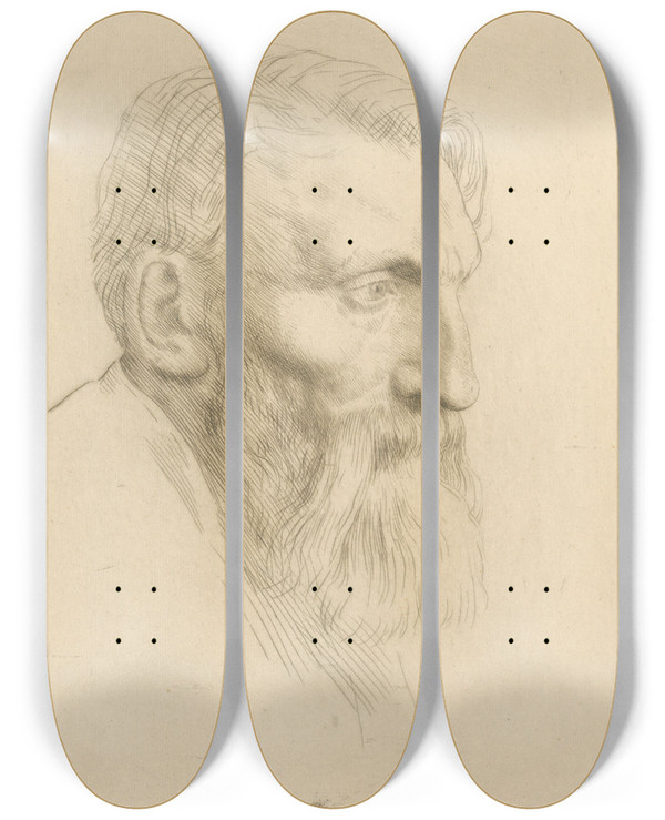 Triptych art skateboard deck of Alphonse Legros Podobize by Alphonse Legros (1837-1911)