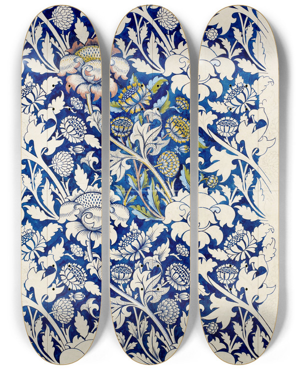Triptych art skateboard deck of William Morris Wey by William Morris (1834-1896)