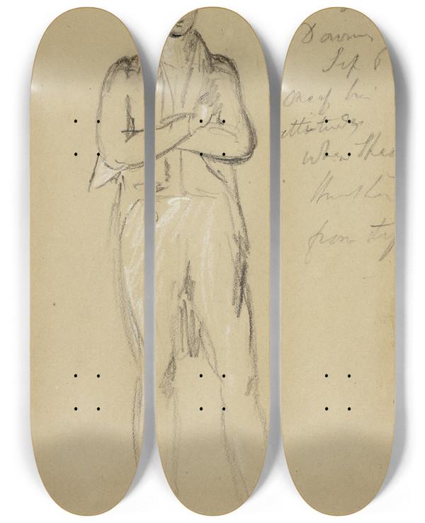 Triptych art skateboard deck of Benjamin Robert Haydon Lord Gray by Benjamin Robert Haydon (1786-1846)