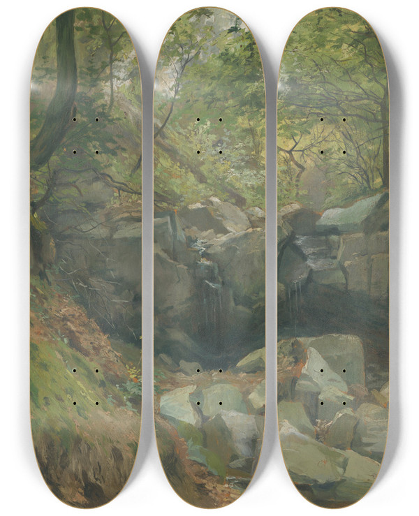 Triptych art skateboard deck of Udovt Ordk Forest Stream by udovt ordk (1865-1937)