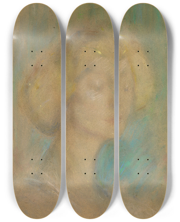 Triptych art skateboard deck of Alice Pike Barney A Memory by Alice Pike Barney (1857-1931)