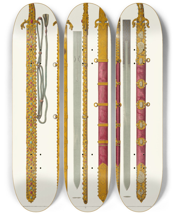 Triptych art skateboard deck of Fedor Grigoryevich Solntsev Palashi by Fedor Grigoryevich Solntsev (1801-1892)