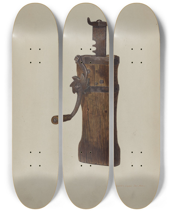 Triptych art skateboard deck of Edward L Loper Conestoga Wagon Jack by Edward L Loper (1916-2011)