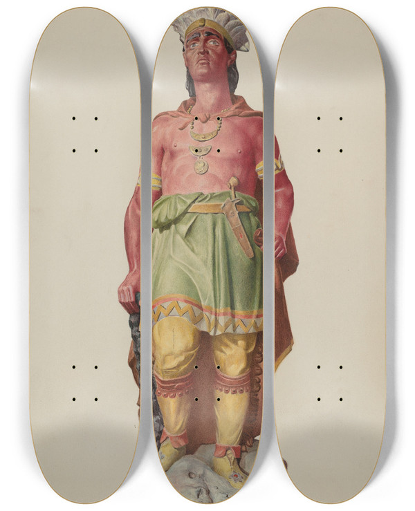 Triptych art skateboard deck of Robert Wr Taylor Cigar Store Indian_5 by Robert W R Taylor (20-)