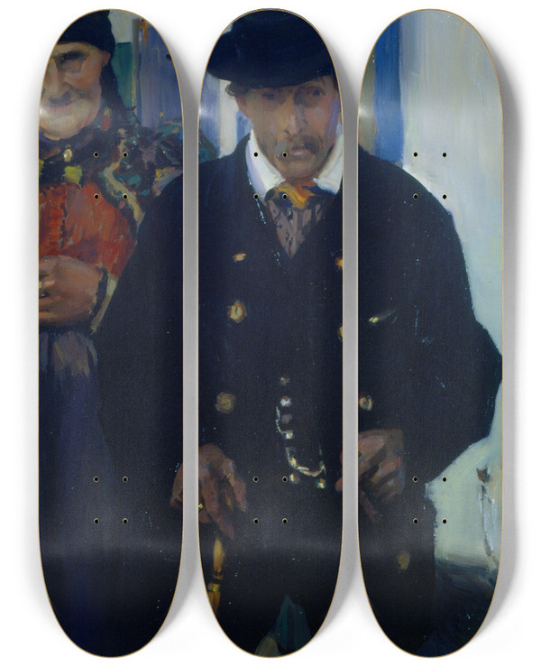 Triptych art skateboard deck of Hermann Groeber Sonntagnachmittag Dachauer Paar by Hermann Groeber