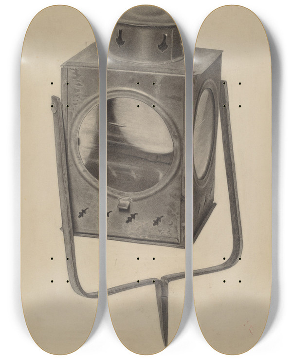 Triptych art skateboard deck of Lazar Rubinstein Square Lantern by Lazar Rubinstein