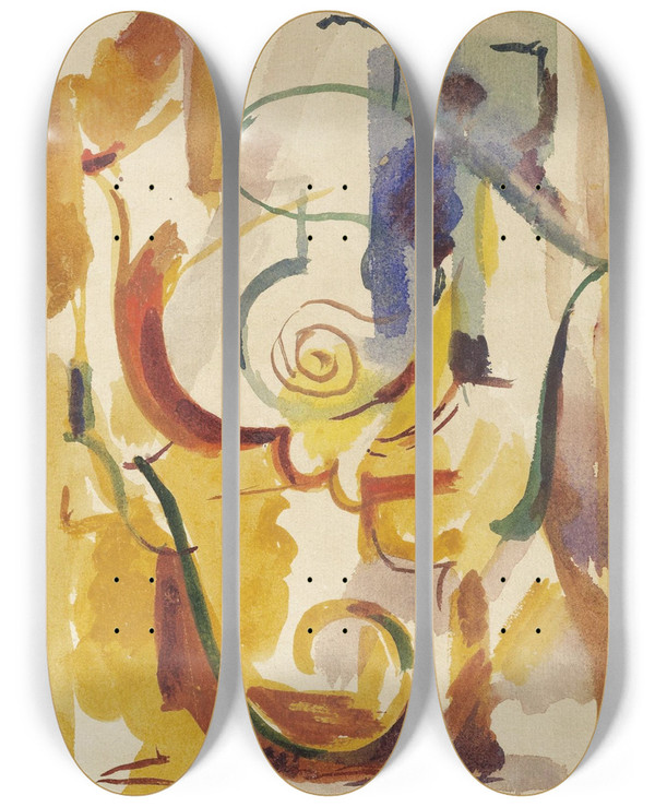 Triptych art skateboard deck of Albert Gleizes Composition 4 by Albert Gleizes (1881-1953)