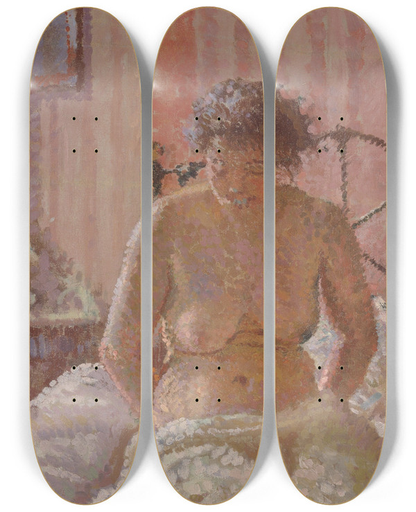 Triptych art skateboard deck of Harold Gilman Nude In An Interior by Harold Gilman (1876-1919)