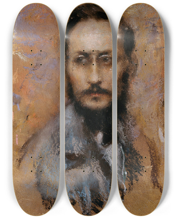 Triptych art skateboard deck of Arturo Rietti Der Historiker Ludo Moritz Hartmann by Arturo Rietti (1863-1943)
