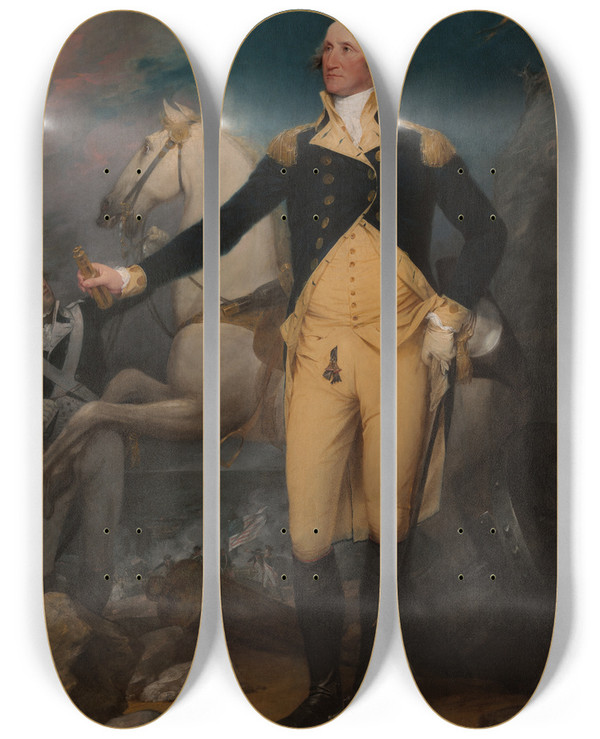 Triptych art skateboard deck of John Trumbull General George Washington Attrenton by John Trumbull (1756-1843)
