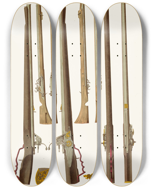 Triptych art skateboard deck of Fedor Grigoryevich Solntsev Pishchali by Fedor Grigoryevich Solntsev (1801-1892)