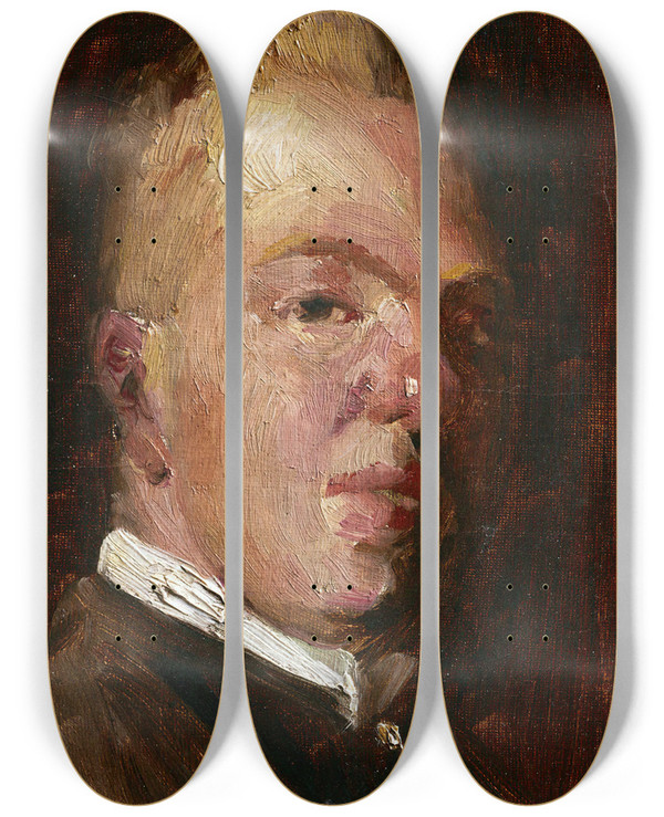 Triptych art skateboard deck of Robert Henri George Luks by Robert Henri (1865-1929)