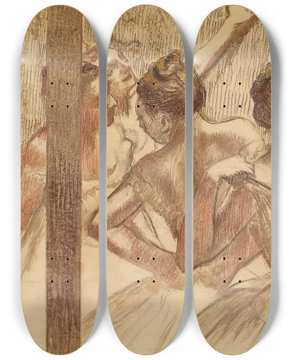 Triptych art skateboard deck of Edgar Degas Danseuses by Edgar Degas (1834-1917)